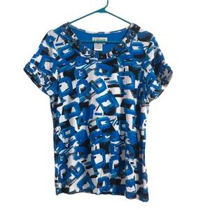 A La Carte By Sharon Young Blue/Black/White Shirt